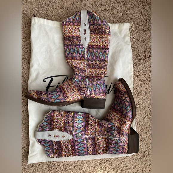 Tanner Mark TML37000 Purple Serape Square Toe Sequin Cowgirl Boot - Picture 1 of 12